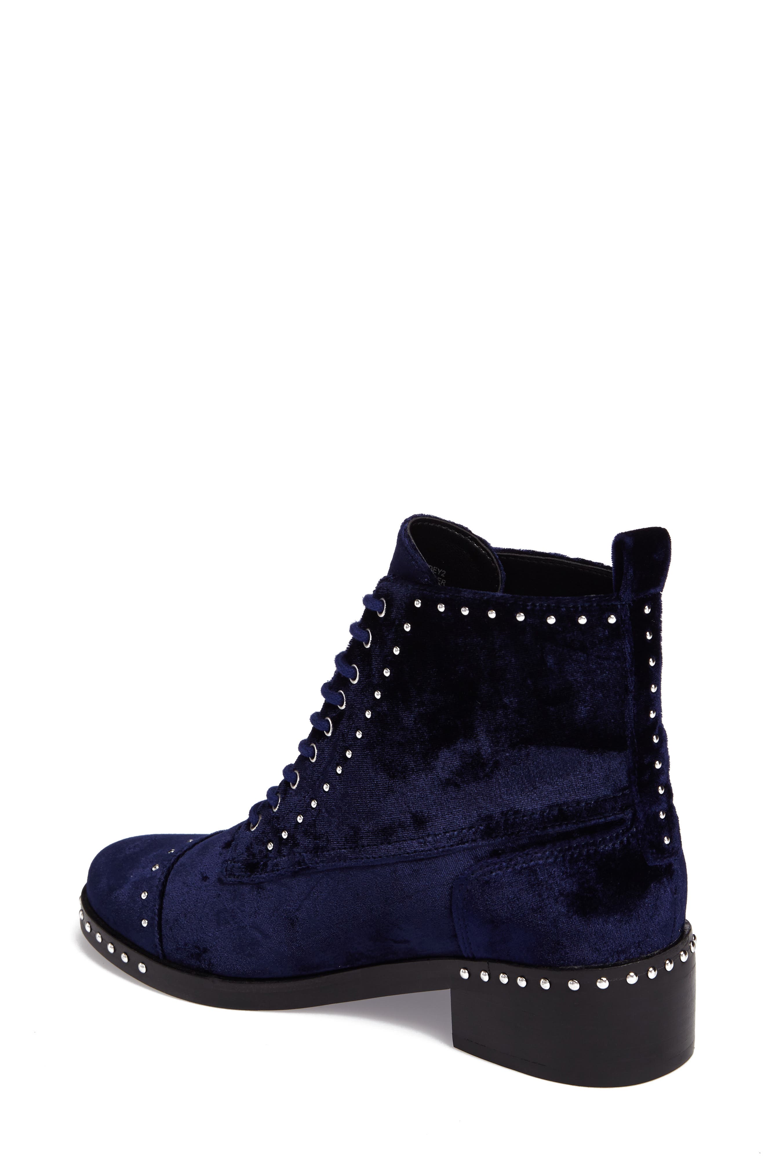 Cassidey Studded Cap Toe Bootie, Alternate, color, MEDIUM BLUE VELVET