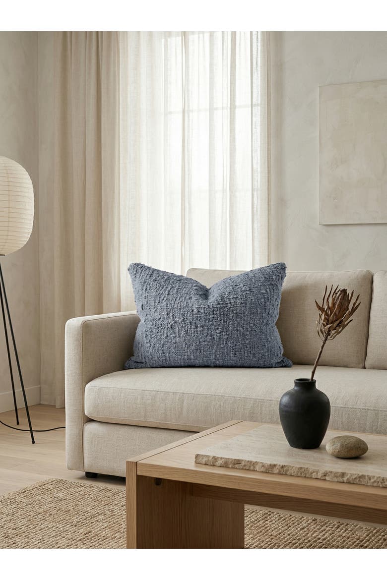 Cozy Cotton Boucle Lumbar Pillow with Down Alternative Insert, Alternate, color, Breezy Blue