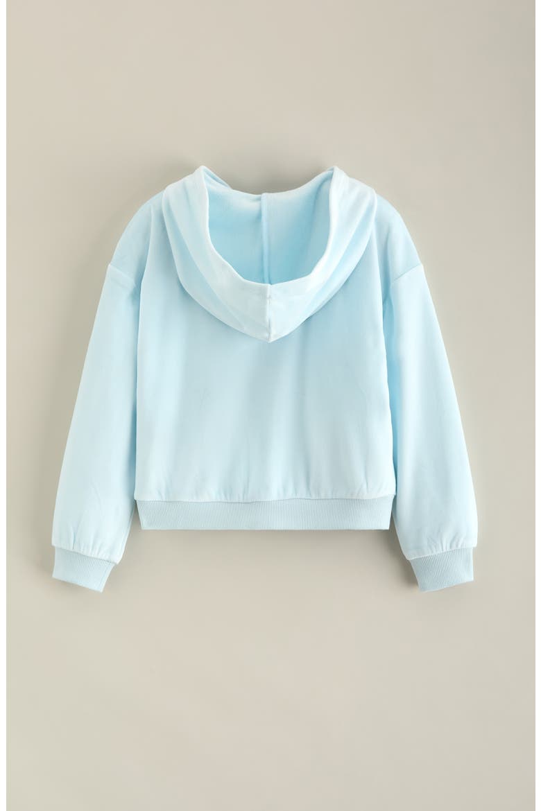 Kids' Cozy Zip-Up Hoodie, Alternate, color, BLUE SPRAY BOW EMBROIDERY
