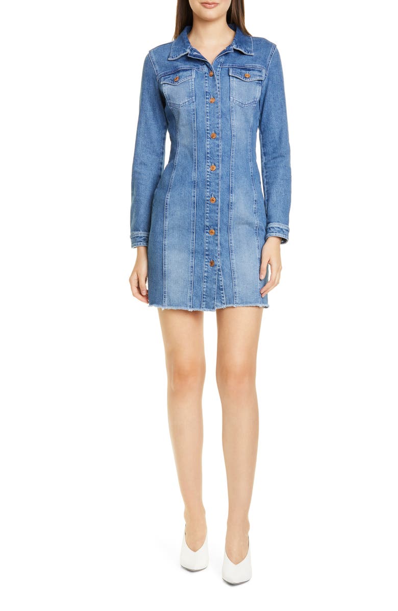 HUGO Long Sleeve Denim Minidress, Main, color, 