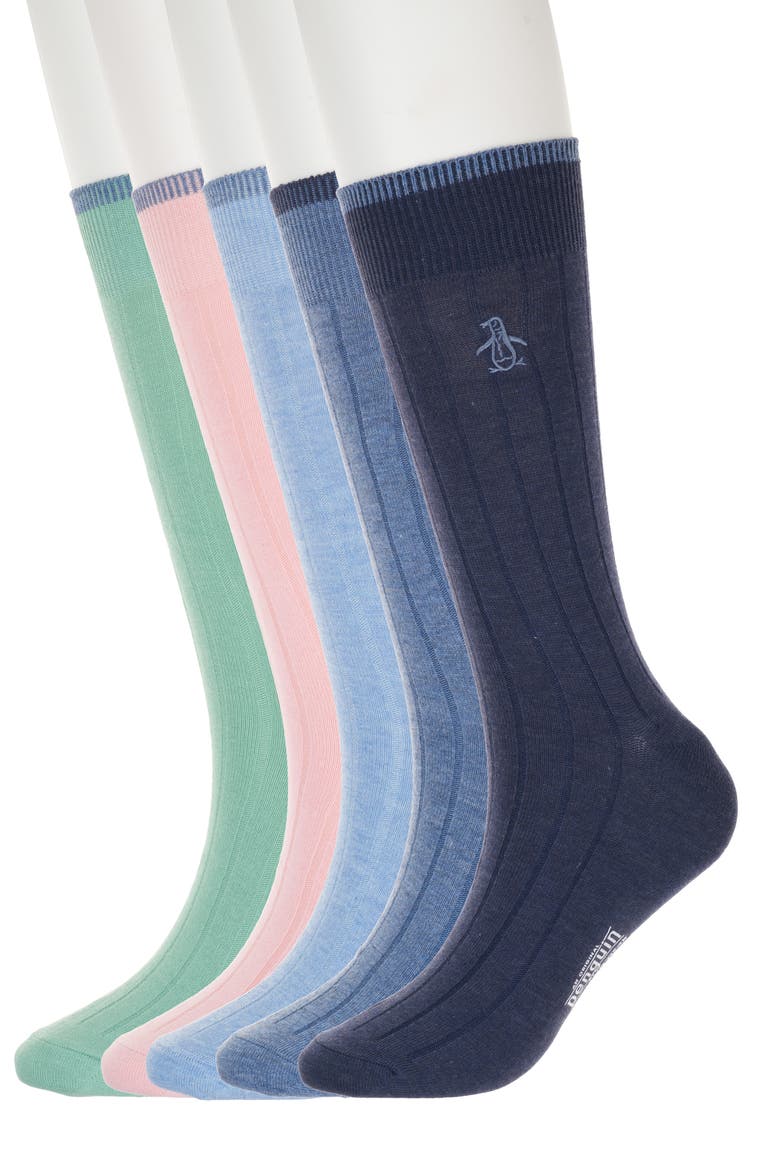 Assorted 5-Pack Rib Dress Socks, Main, color, LT.BLUE