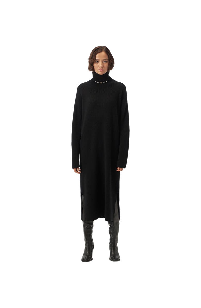 GOBI Mongolian Cashmere Cashmere Turtleneck Dress, Main, color, Black