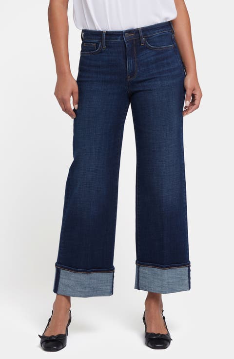 Teresa Cuffed Ankle Wide Leg Jeans (Petite)