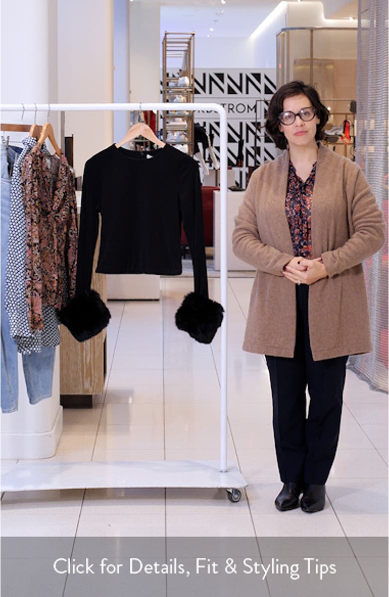 Delaina Jersey Crop Top with Removable Faux Fur Cuffs, sales video thumbnail