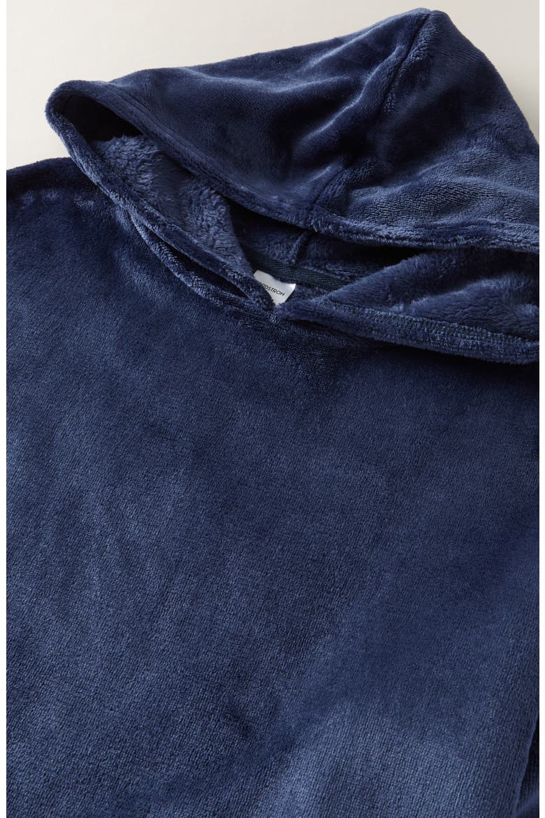 Kids' Oversize Fleece Sleeper Hoodie, Alternate, color, NAVY PEACOAT