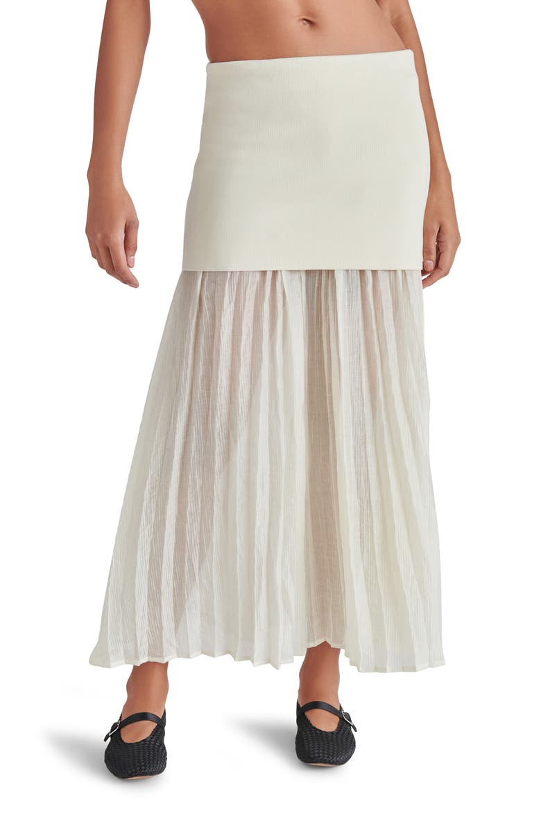 Steve Madden Malvina Mixed Media Maxi Skirt, Main, color, Marshmallow