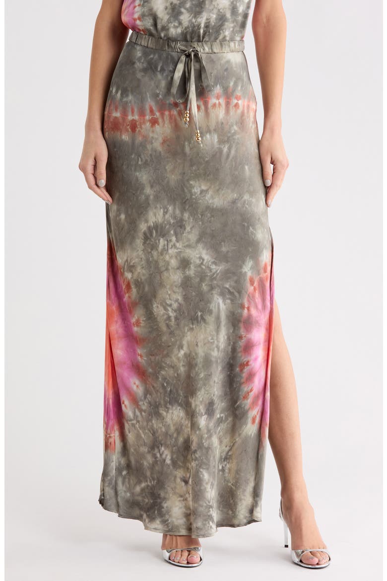 Sylvie Drawstring Maxi Skirt, Main, color, BORDEAUX SOLAR FLARE WASH