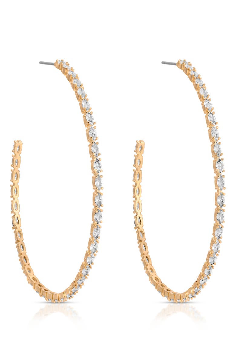 Ettika Large Marquise Cubic Zirconia Hoop Earrings, Main, color, Gold