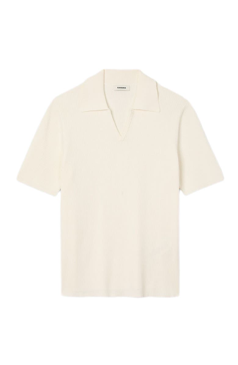 SANDRO Rib knit polo shirt, Alternate, color, Optic White