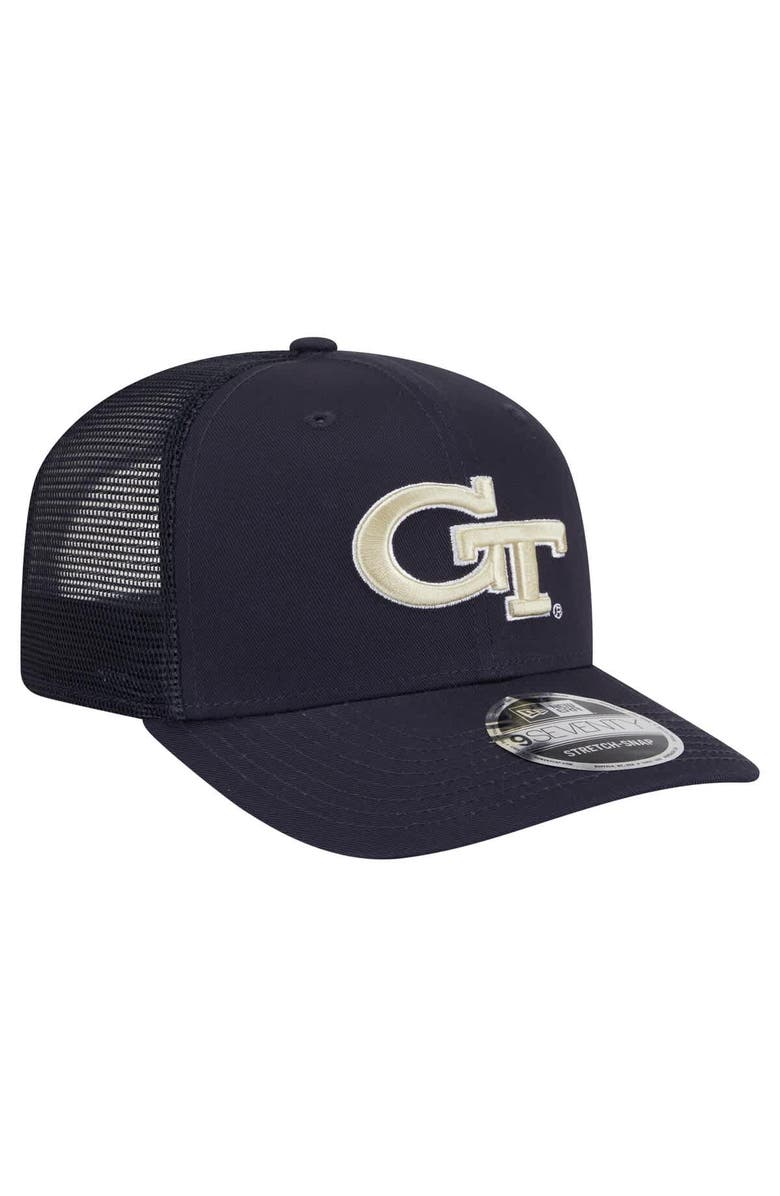 New Era Men's New Era Navy Georgia Tech Yellow Jackets Primary 9SEVENTY Trucker Stretch-Snap Hat, Alternate, color, 