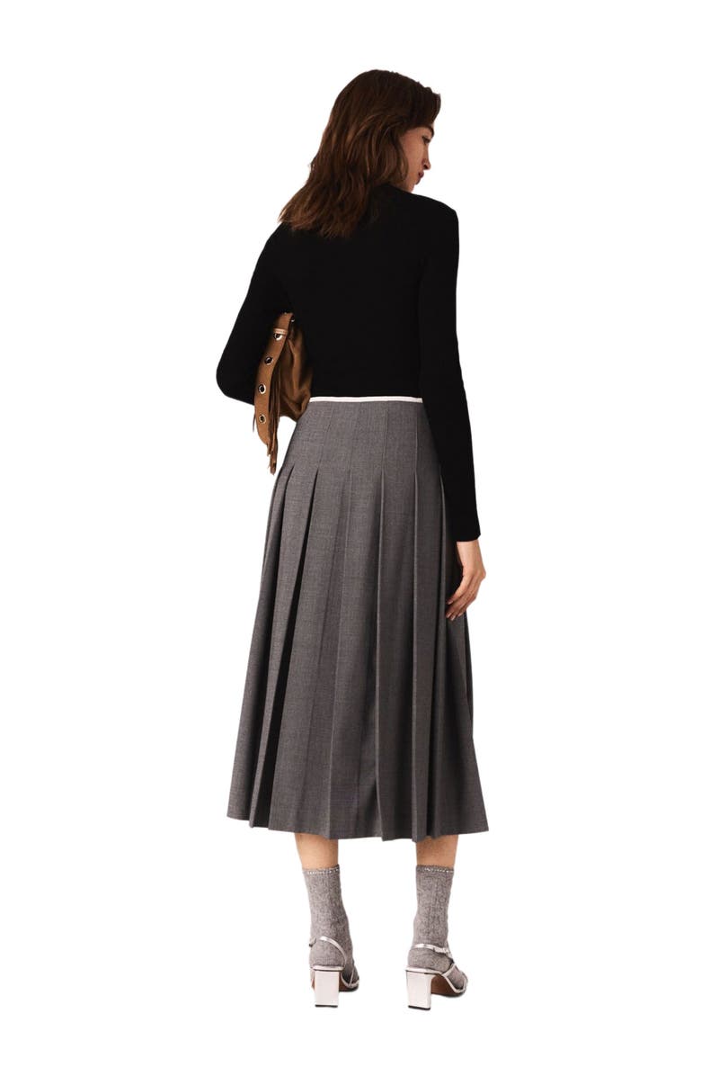 maje Long pleated skirt, Alternate, color, Grey