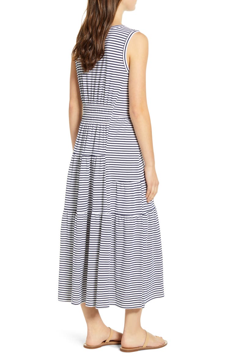 Kamala Stripe Tiered Jersey Midi Dress, Alternate, color, STRAIGHT A