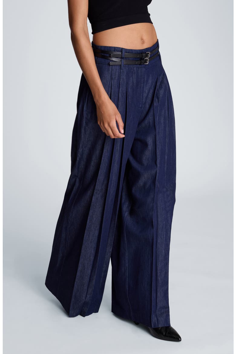 Pleated High Waist Wide Leg Jeans, Alternate, color, SEASIDE WASH