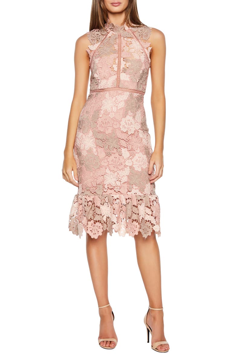 Dani Lace Sheath Dress, Main, color, ROSE/ BEIGE