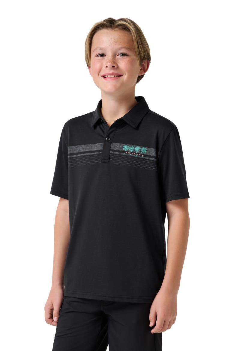 Kids' Featherwight Chest Stripe Polo, Main, color, BLACK