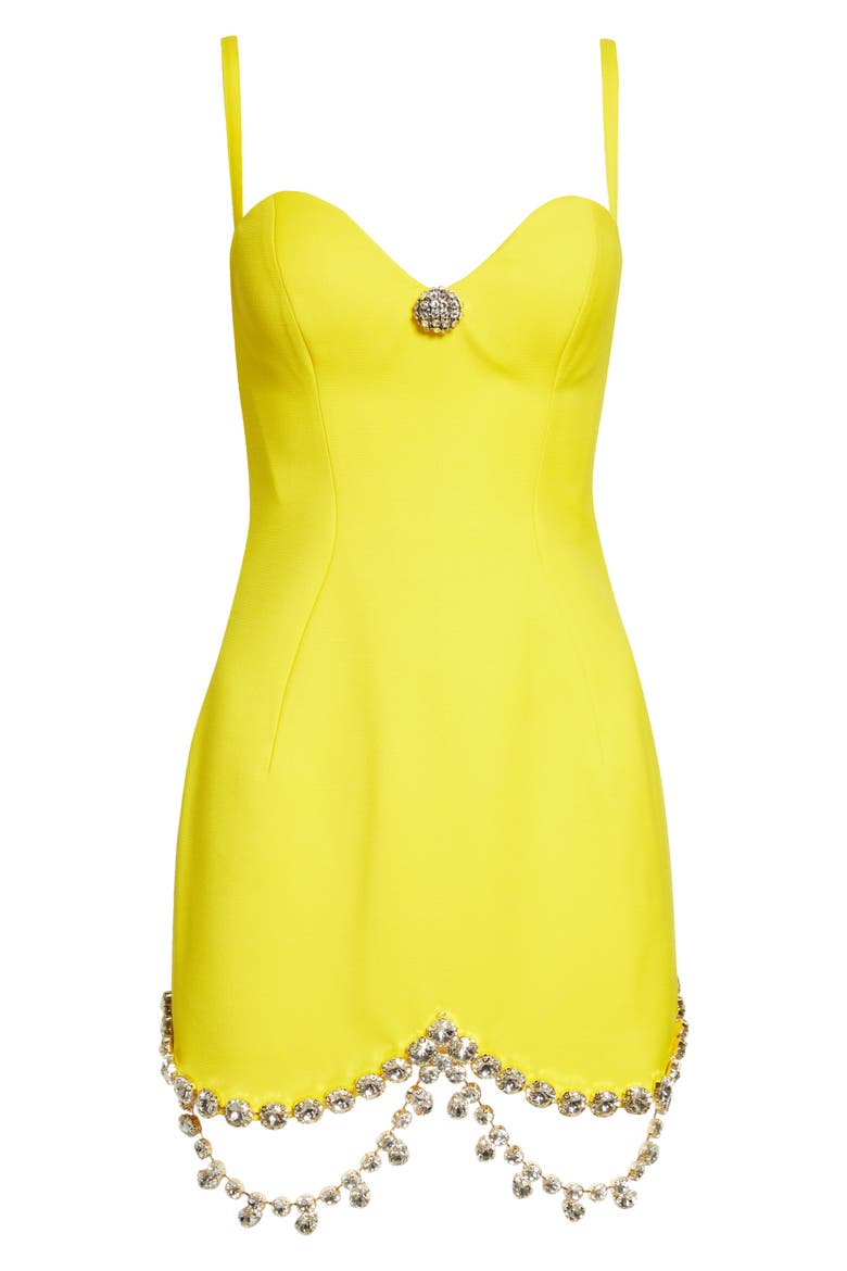 Draped Crystal Stretch Wool Dress, Alternate, color, YELLOW