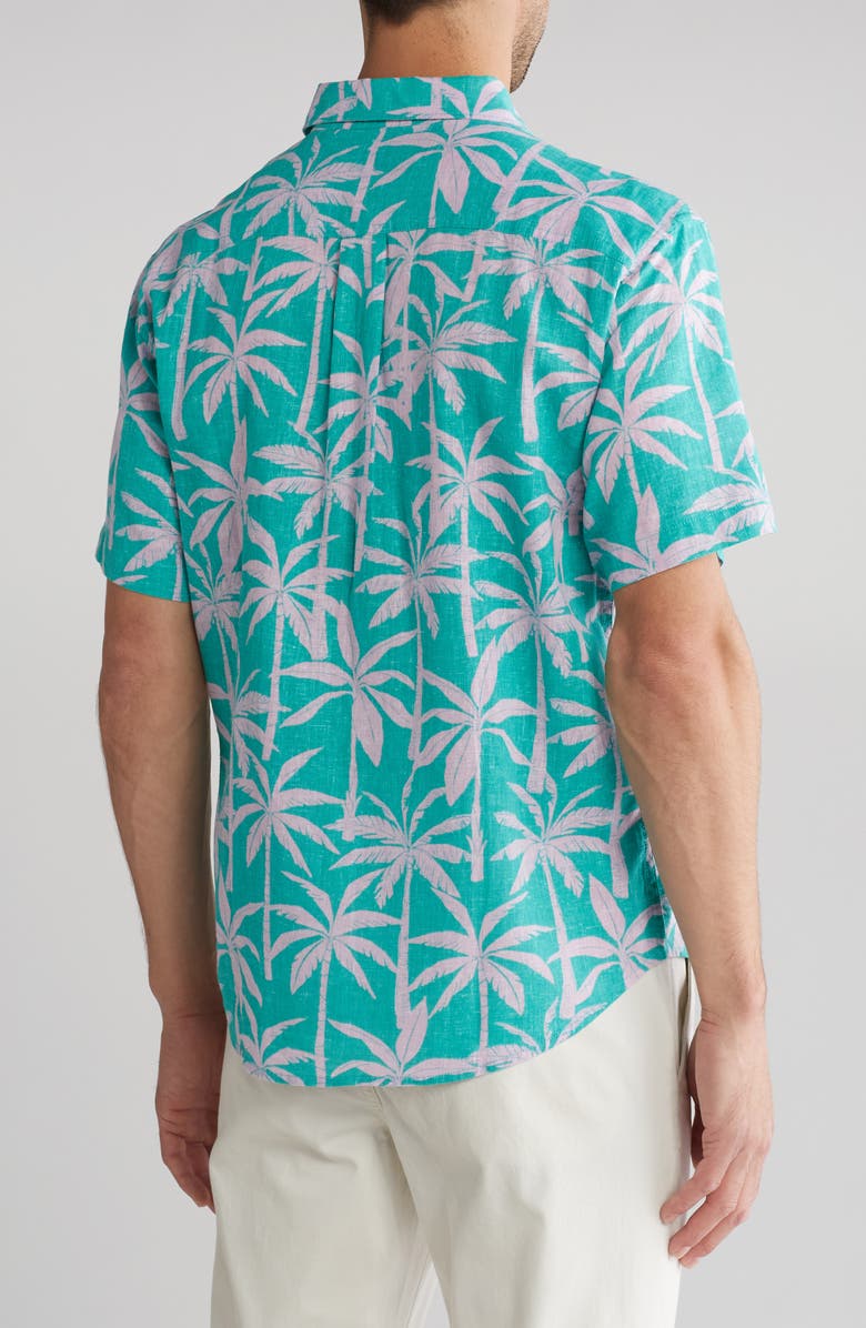 Tommy Bahama Winds of the Palms Waving Short Sleeve Linen & Cotton Button-Up Shirt, Alternate, color,