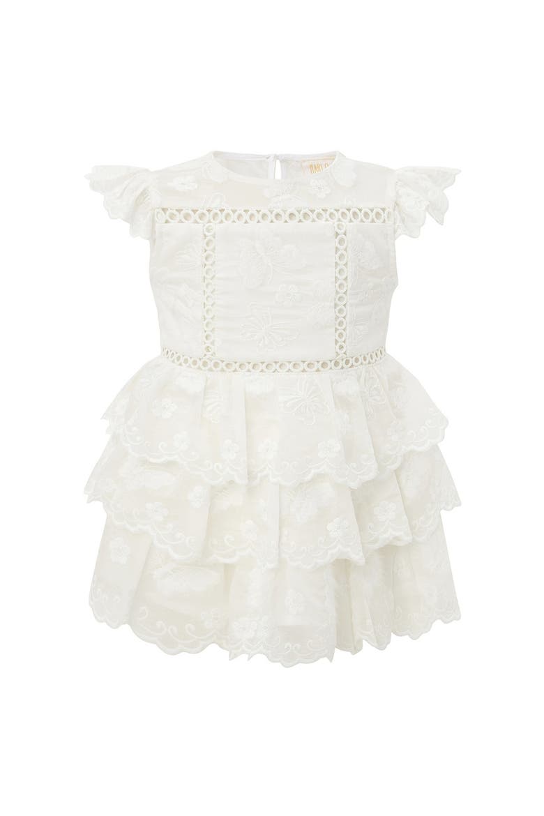 Alisha Frill Embroidered Mini Dress, Main, color, Creme