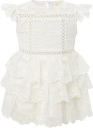 Marlo Kids Alisha Frill Embroidered Mini Dress