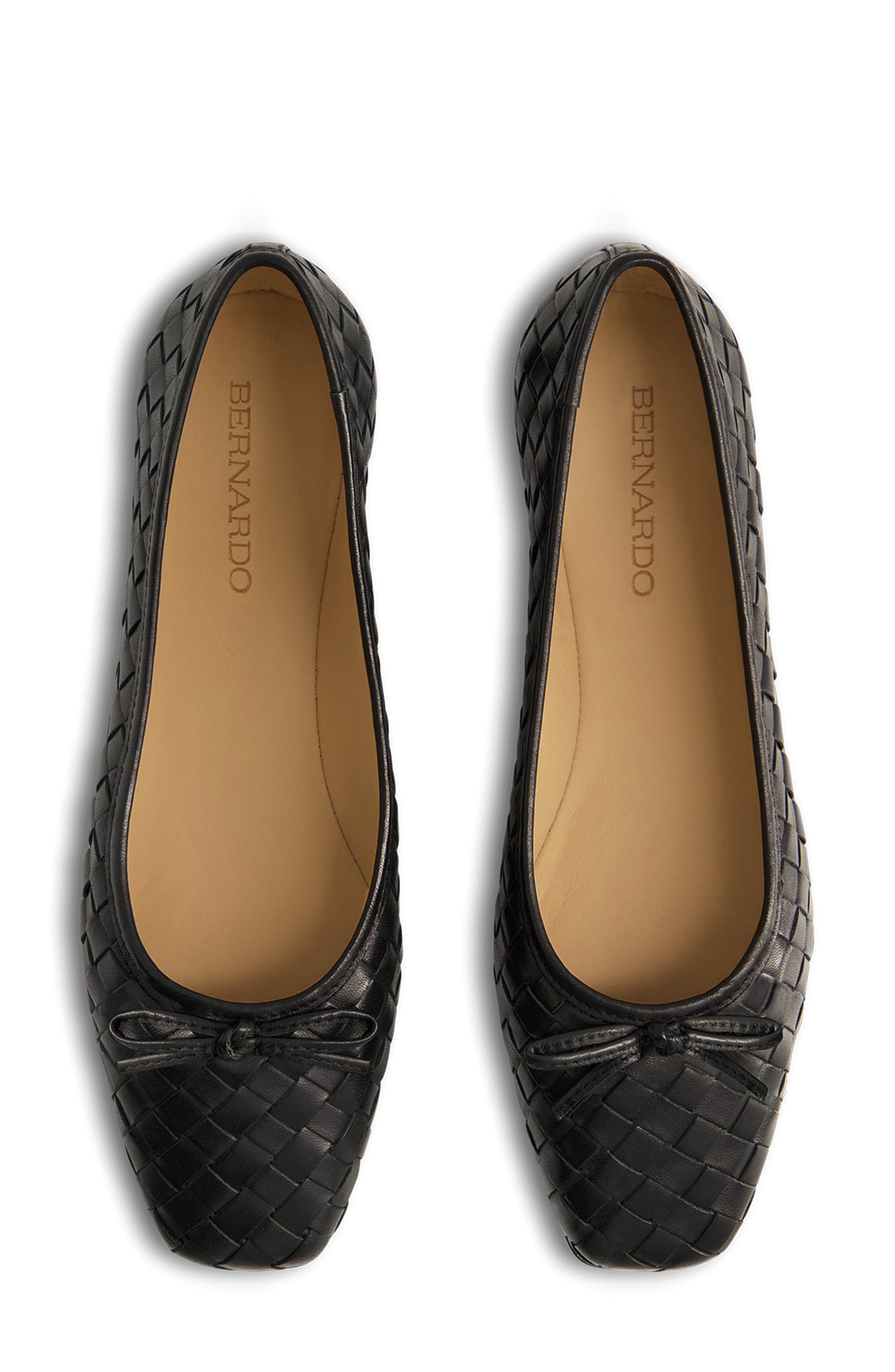 Gwynn Woven Ballet Flat, Alternate, color, BLACK LEATHER/ PATENT