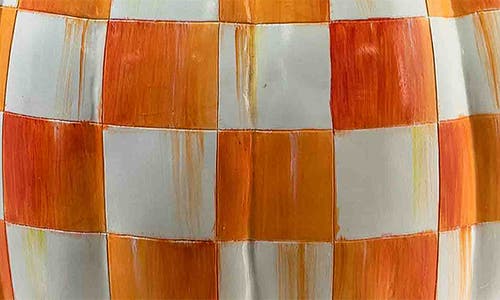 Mackenzie-childs Mackenzie Childs Orange Check Large Pumpkin In Orange