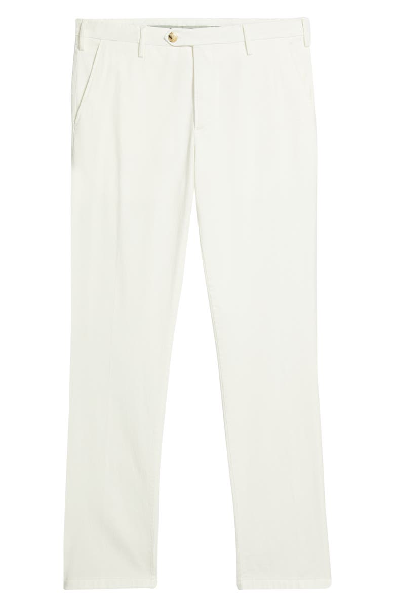 Canali Flat Front Stretch Cotton Blend Twill Chinos, Alternate, color, White