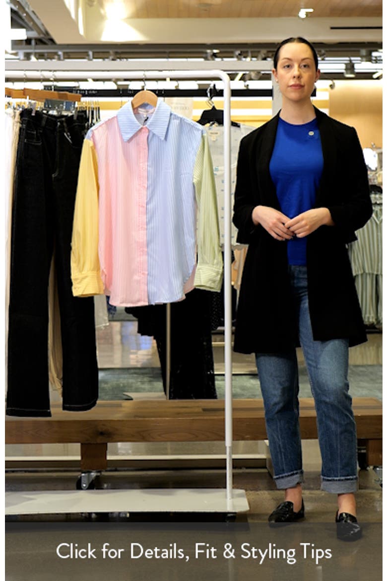 Colorblock Stripe Oversize Button-Up Shirt video