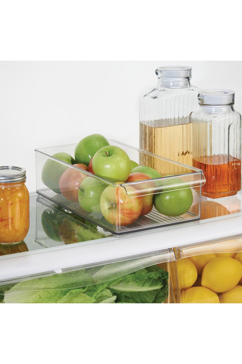 Large Stackable Fridge or Freezer Bin with Front Handle - Set of 3 - Clear, Alternate, color, Clear