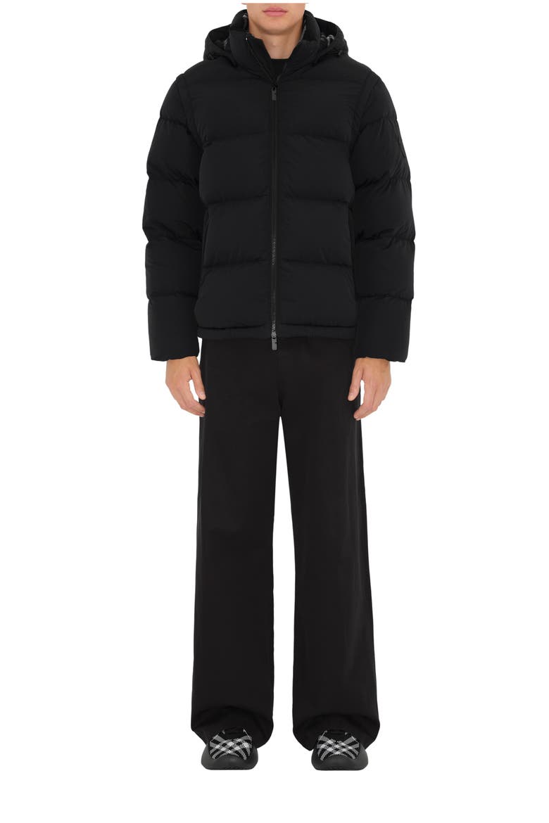 Detachable Sleeve Nylon Puffer Jacket, Main, color, Black/charcoal