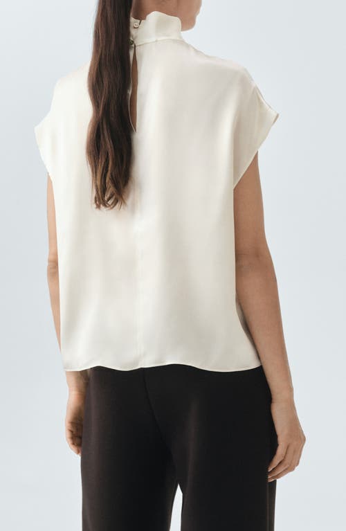 Mango Mock Neck Silk Satin Top In Multi
