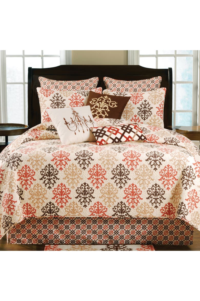 Chandelier Embroidered Throw Pillow, 18" x 18", Alternate, color, Brown