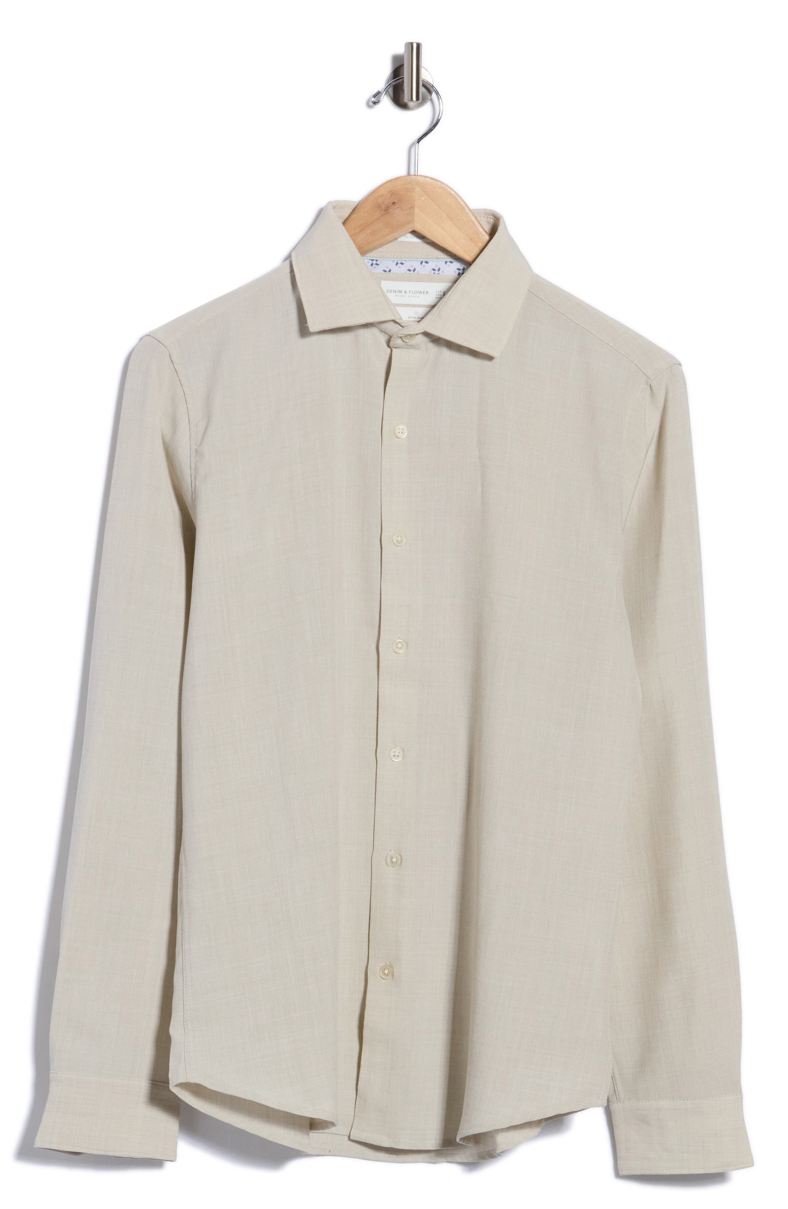 Mélange Long Sleeve Button-Up Shirt