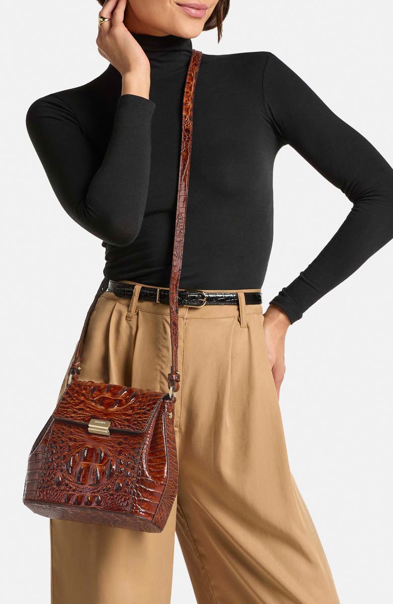 Brahmin Margo Croc Embossed Leather Crossbody Bag, Alternate, color,