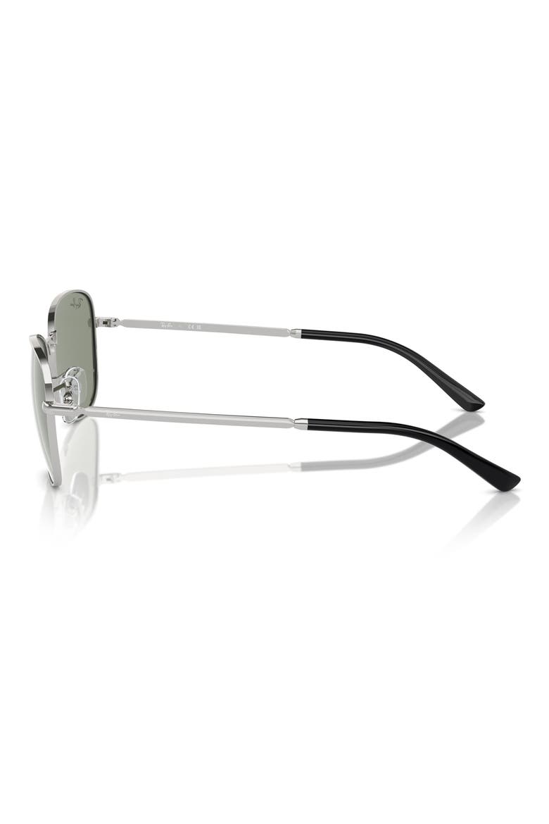 56mm Pilot Sunglasses, Alternate, color, SILVER