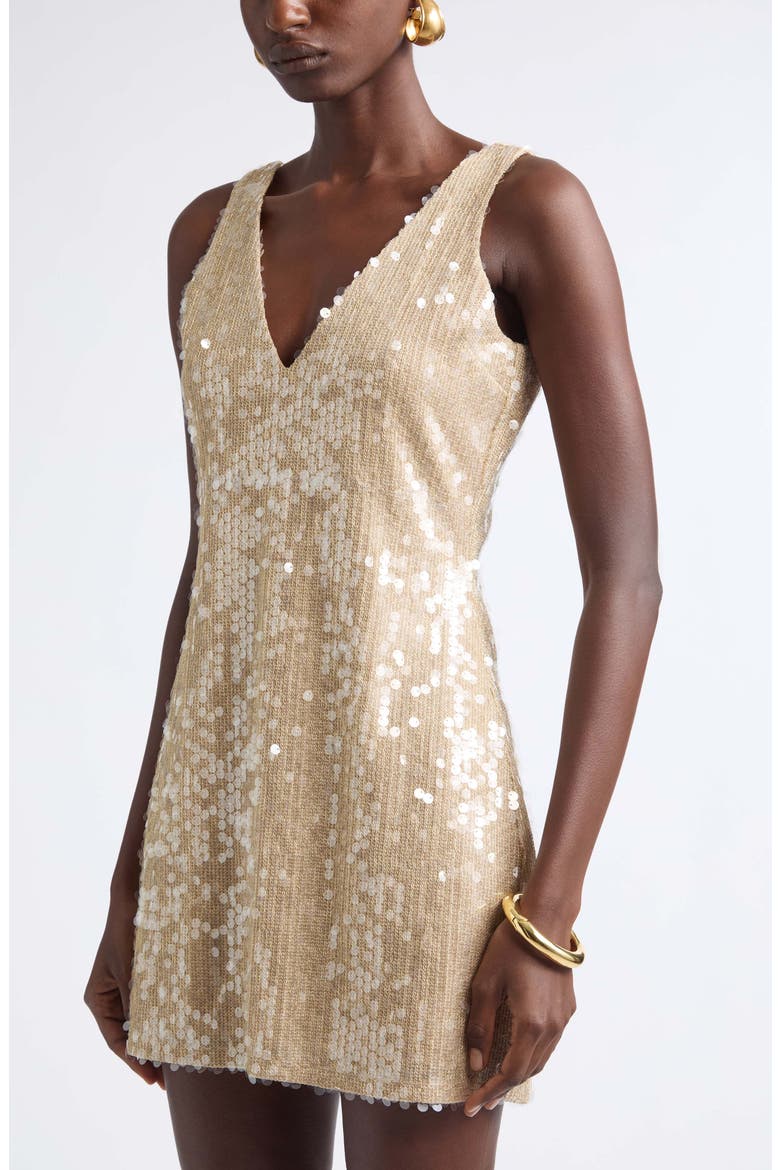 Aera Paillette Minidress, Alternate, color, GOLD PAILLETTE