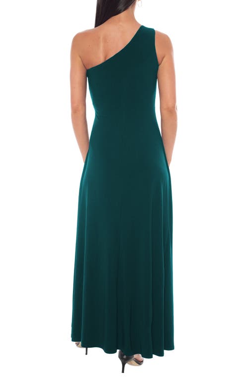 Marina One-shoulder Front Twist A-line Gown In Green