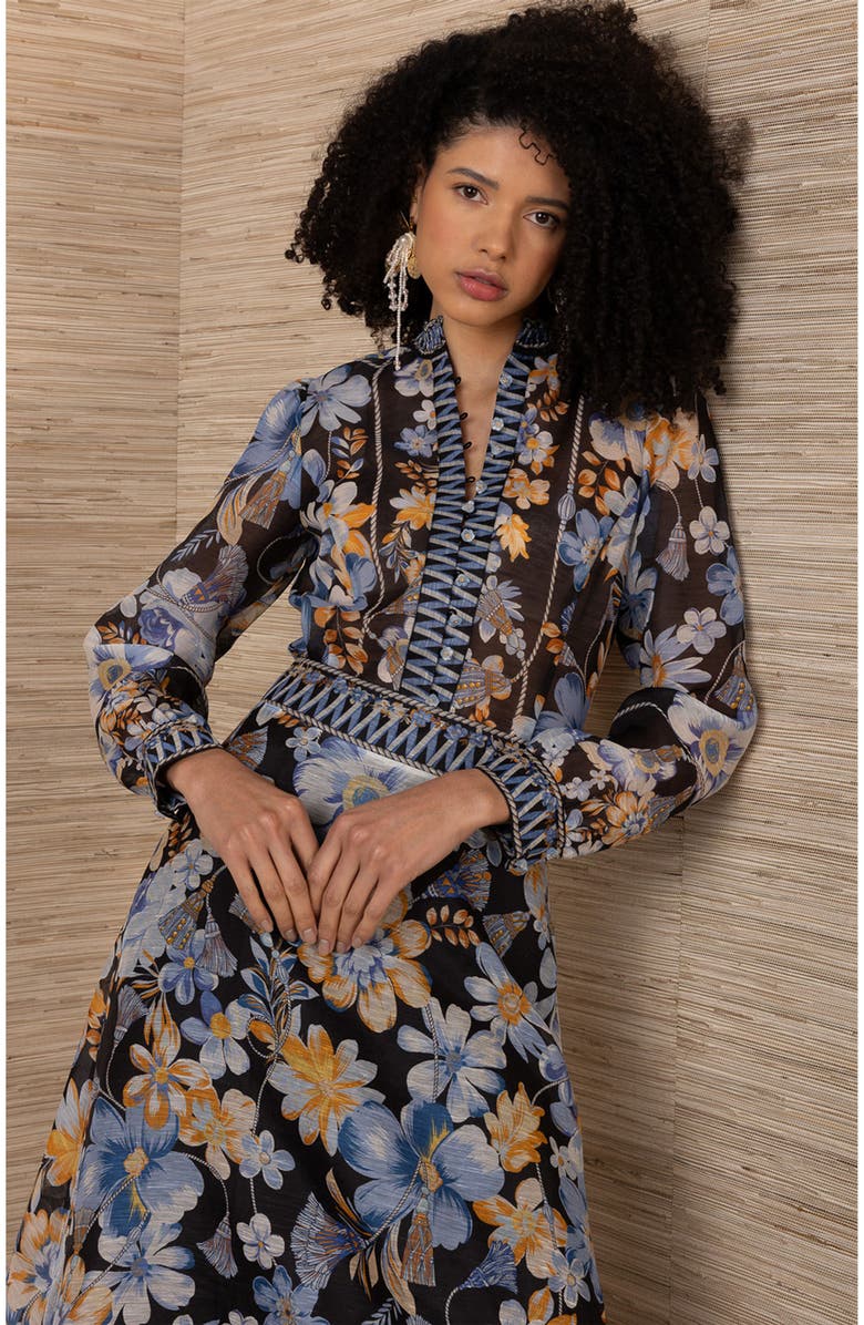 Hale Bob Quitterie Linen Organza Skirt, Alternate, color, Black