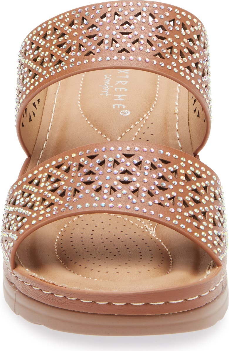 EXTREME BY EDDIE MARC Rhinestone Studded Wedge Sandal, Alternate, color, Brown