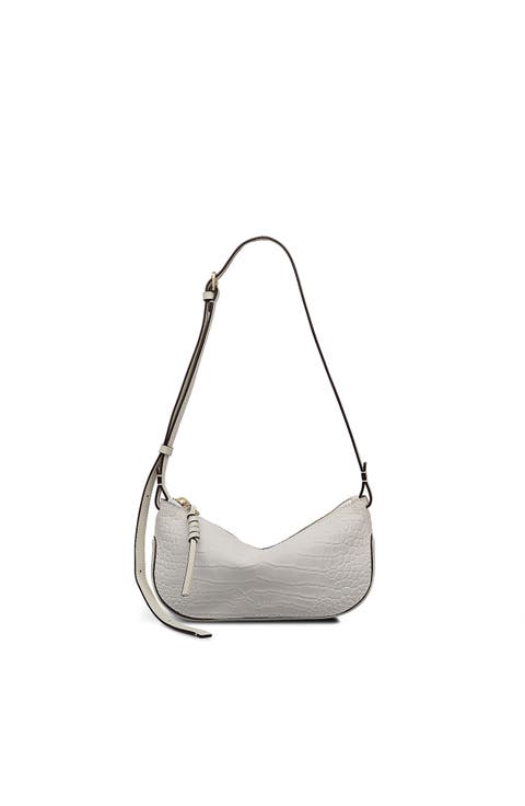 The Iris - Faux Croc Small Ziptop Crossbody Bag