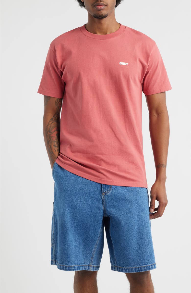 Obey Peep Hole Logo T-Shirt, Main, color, Mineral Red