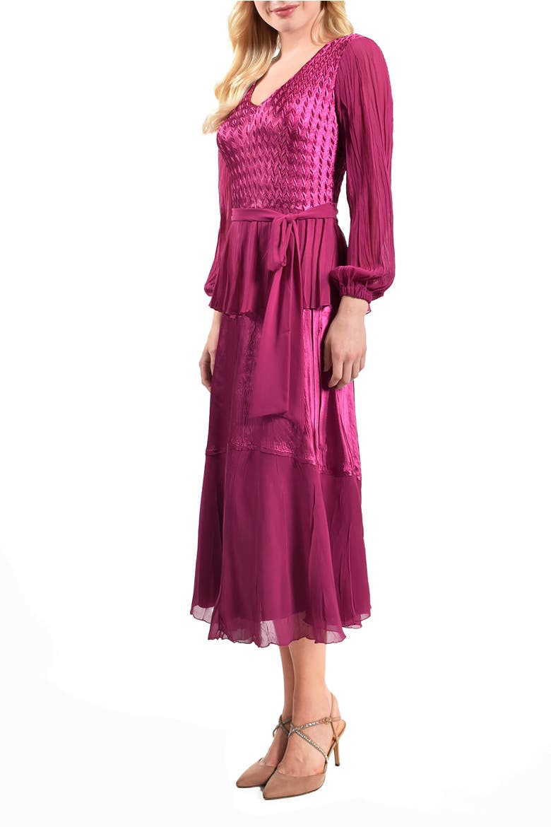 Long Sleeve Peplum Dress, Alternate, color, Magenta