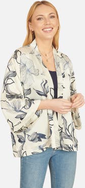 Yumi Abstract Floral Print Open Front Top
