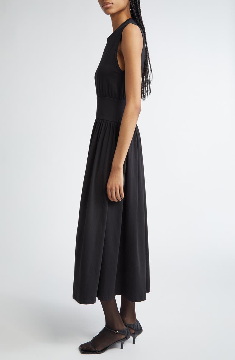 TOTEME Sleeveless Cotton Midi Dress, Alternate, color, Black