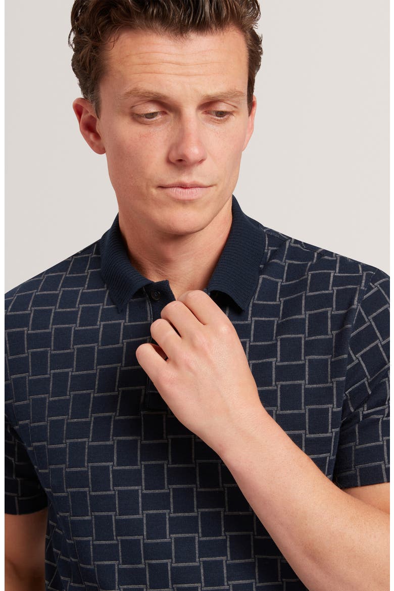 Eduard Jacquard Polo, Alternate, color, NAVY