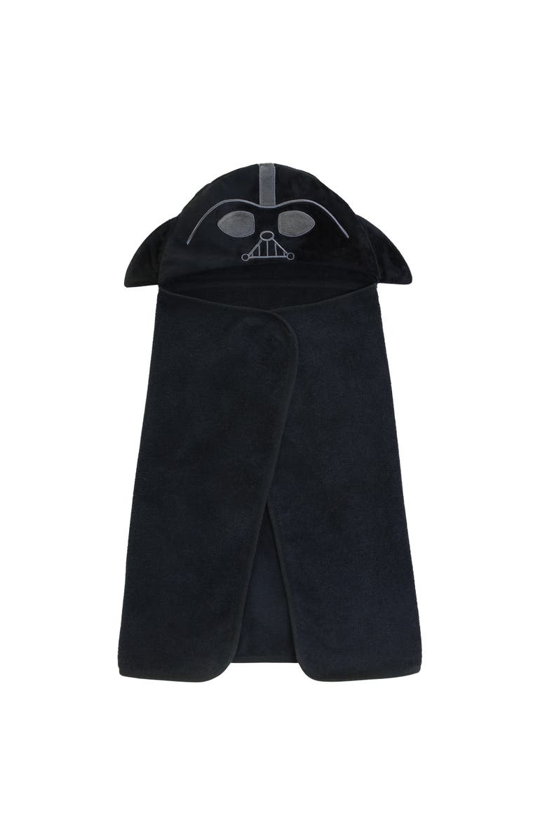 Lambs & Ivy Star Wars Darth Vader Black Luxury Cotton Hooded Baby Bath Towel, Alternate, color, Black