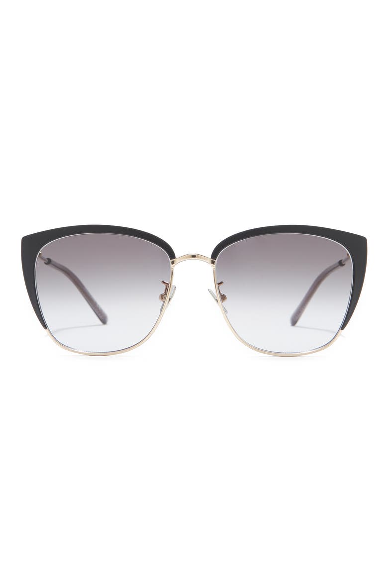 56mm Square Rectangle Sunglasses, Main, color, BLACK GOLD GREY/GRY