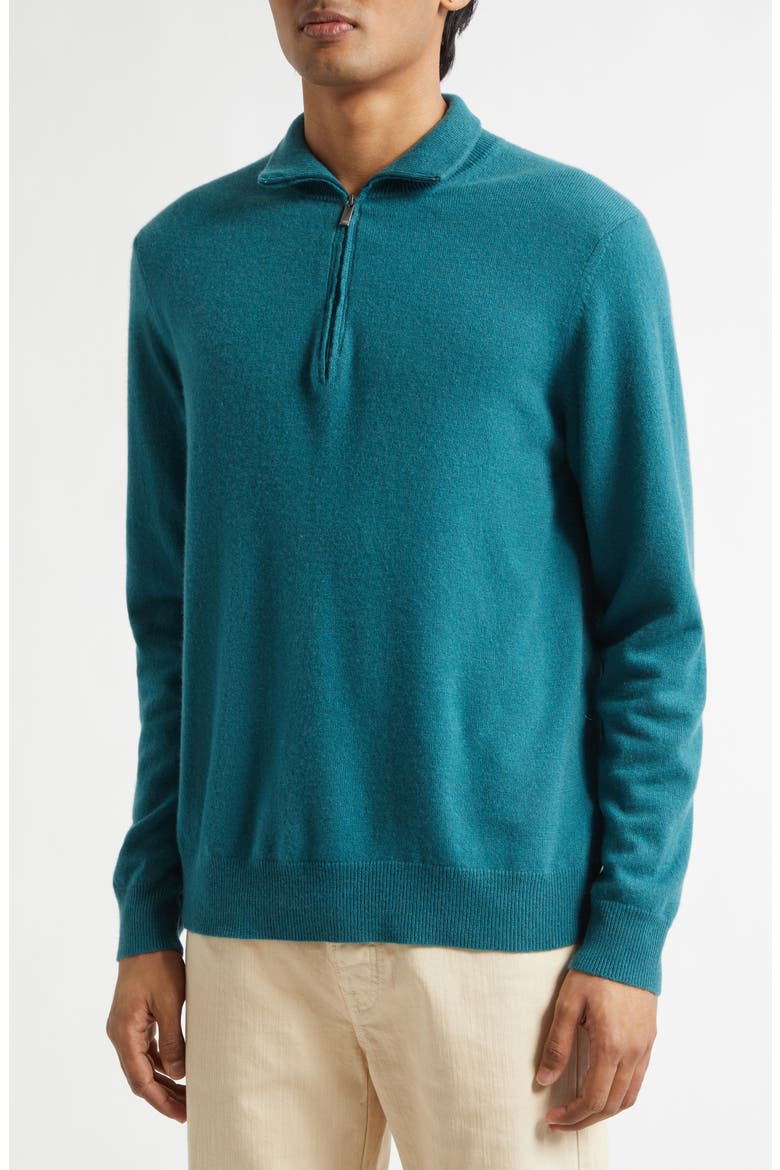 Half Zip Cashmere Sweater, Alternate, color, DARK TEAL