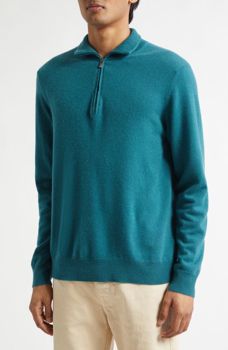 Massimo Alba Half Zip Cashmere Sweater, Alternate, color, Dark Teal