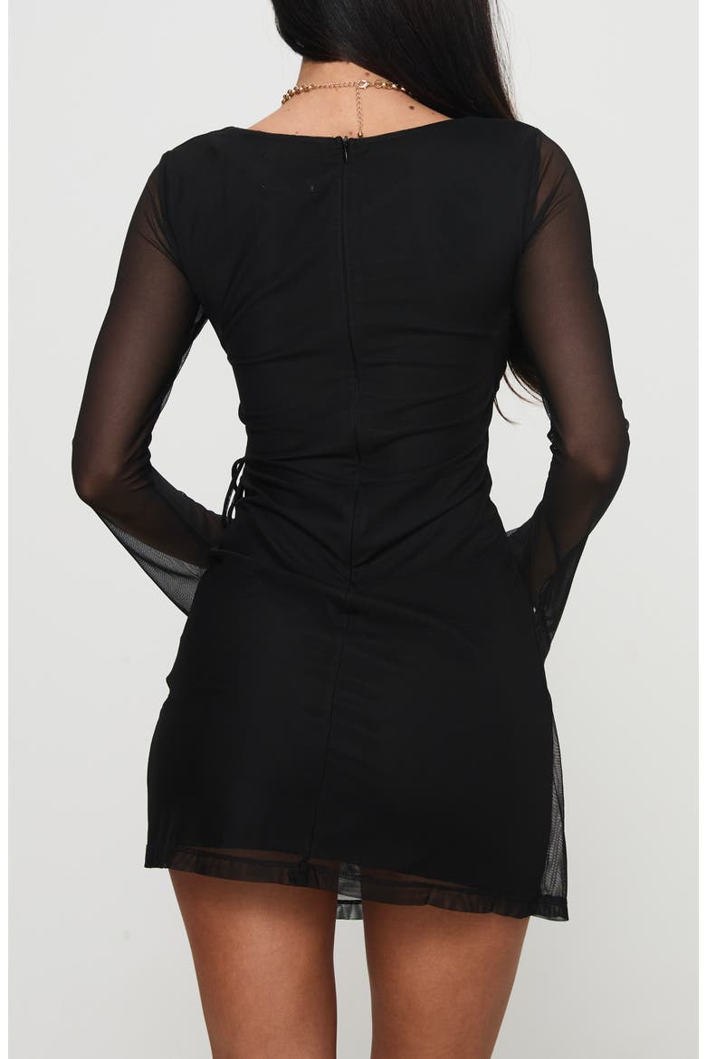 fallen angel mesh long sleeve mini dress in black Avril Long Sleeve Mesh Mini Dress - Black/combo