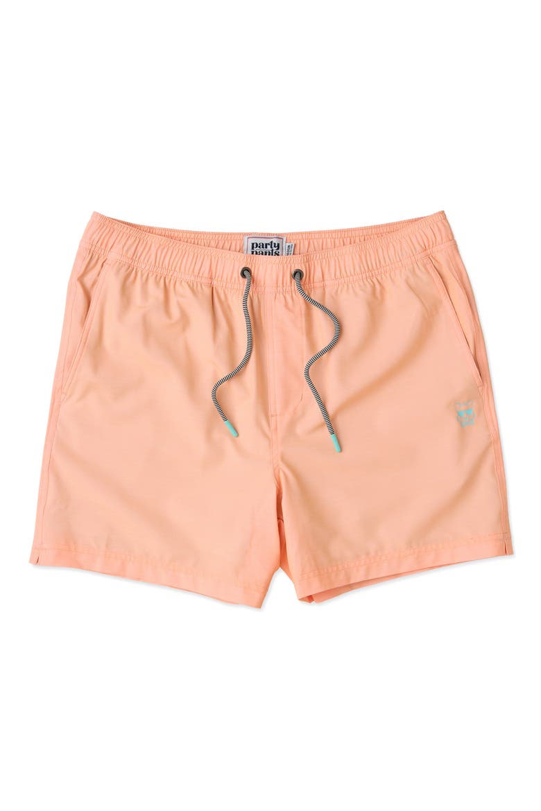 Solid Happy Hour 5-Inch Swim Trunks, Main, color, CORAL
